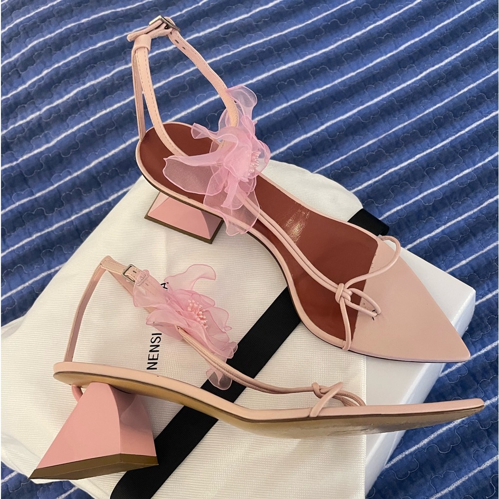 Nensi Dojaka distinctive aesthetic intricate thong sandals.